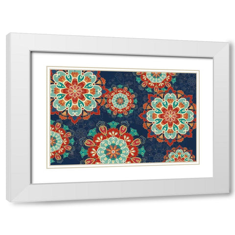 Folk Floral VIII Dark White Modern Wood Framed Art Print with Double Matting by Charron, Veronique