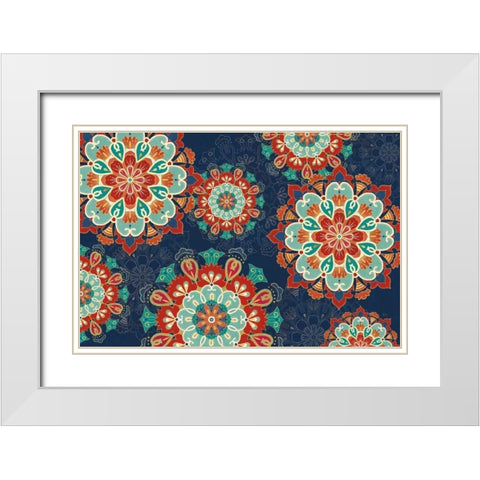 Folk Floral VIII Dark White Modern Wood Framed Art Print with Double Matting by Charron, Veronique