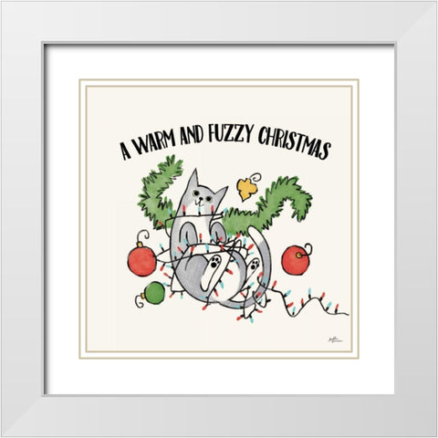 Santa Paws II White Modern Wood Framed Art Print with Double Matting by Penner, Janelle