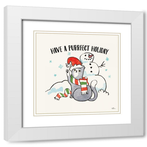 Santa Paws III White Modern Wood Framed Art Print with Double Matting by Penner, Janelle