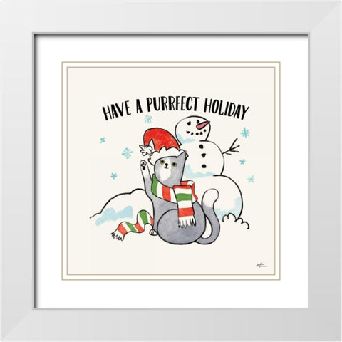 Santa Paws III White Modern Wood Framed Art Print with Double Matting by Penner, Janelle