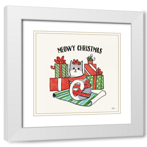 Santa Paws IV White Modern Wood Framed Art Print with Double Matting by Penner, Janelle