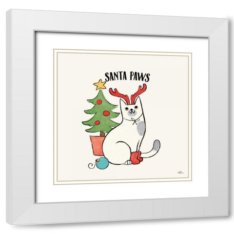 Santa Paws V White Modern Wood Framed Art Print with Double Matting by Penner, Janelle