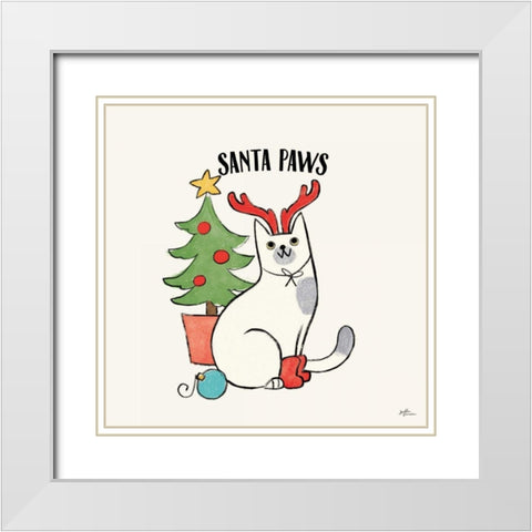 Santa Paws V White Modern Wood Framed Art Print with Double Matting by Penner, Janelle