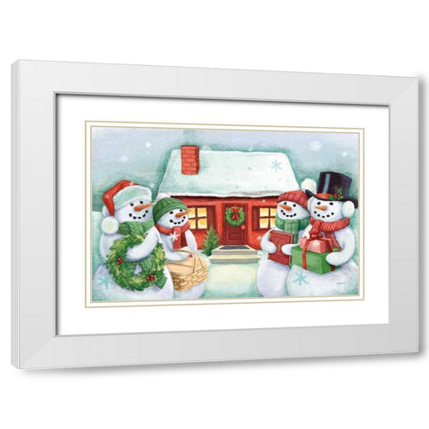 Classic Snowmen III White Modern Wood Framed Art Print with Double Matting by Urban, Mary