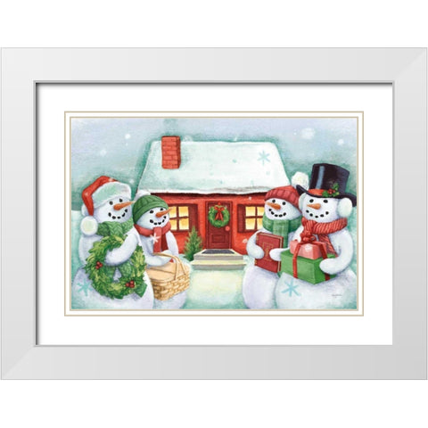 Classic Snowmen III White Modern Wood Framed Art Print with Double Matting by Urban, Mary