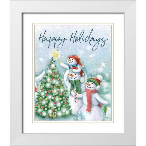 Classic Snowmen VI White Modern Wood Framed Art Print with Double Matting by Urban, Mary