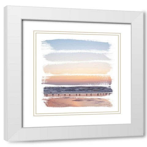 Sunset Stripes I White Modern Wood Framed Art Print with Double Matting by Marshall, Laura