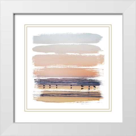 Sunset Stripes II White Modern Wood Framed Art Print with Double Matting by Marshall, Laura