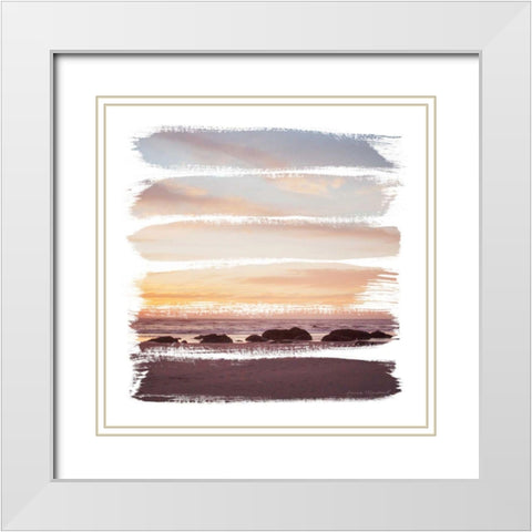 Sunset Stripes IV White Modern Wood Framed Art Print with Double Matting by Marshall, Laura