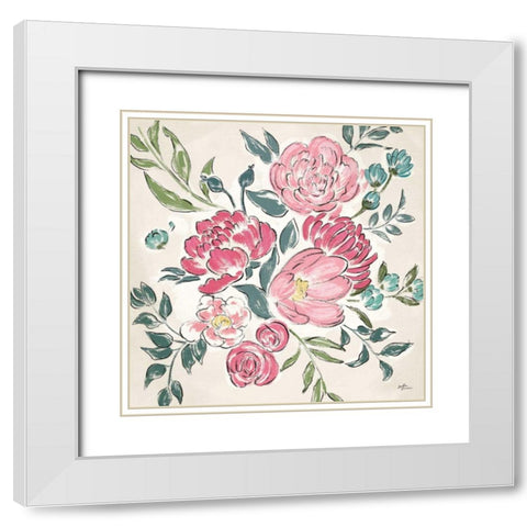 Live in Bloom II - No Words White Modern Wood Framed Art Print with Double Matting by Penner, Janelle