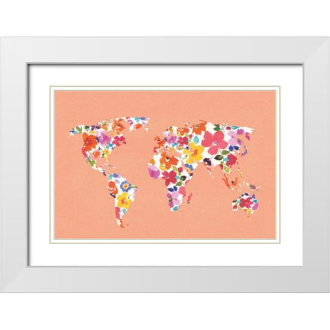 Bright World - No Words Peach White Modern Wood Framed Art Print with Double Matting by Wild Apple Portfolio