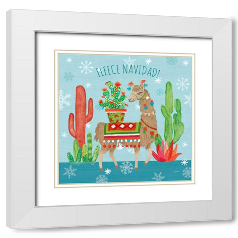 Lovely Llamas Christmas III White Modern Wood Framed Art Print with Double Matting by Urban, Mary