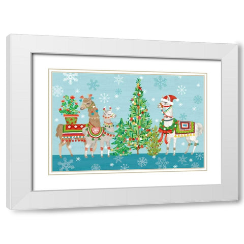 Lovely Llamas Christmas VIII White Modern Wood Framed Art Print with Double Matting by Urban, Mary