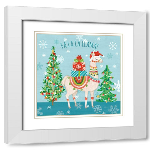 Lovely Llamas Christmas IX White Modern Wood Framed Art Print with Double Matting by Urban, Mary