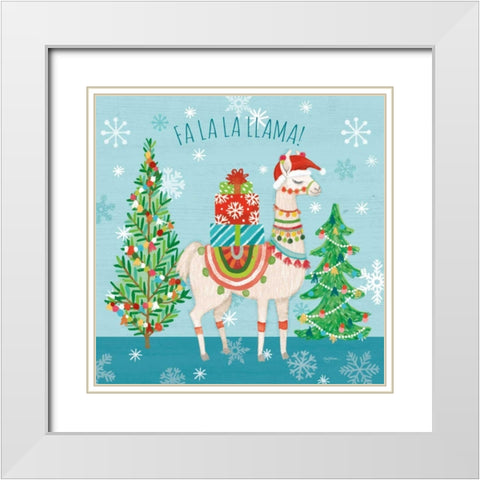 Lovely Llamas Christmas IX White Modern Wood Framed Art Print with Double Matting by Urban, Mary