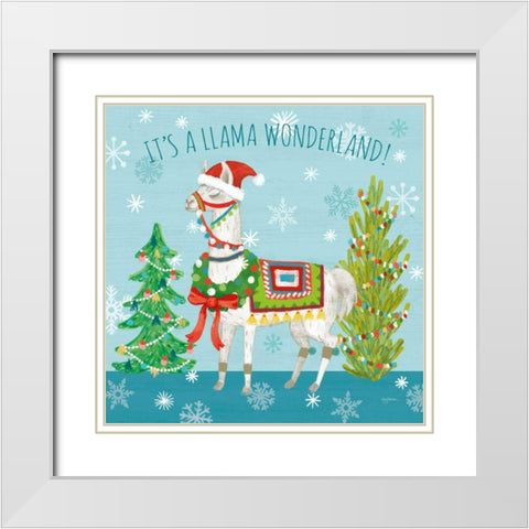 Lovely Llamas Christmas XII White Modern Wood Framed Art Print with Double Matting by Urban, Mary