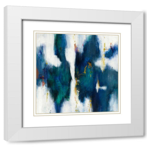 Blue Texture I White Modern Wood Framed Art Print with Double Matting by Nai, Danhui