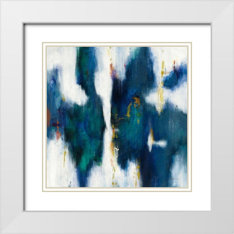 Blue Texture I White Modern Wood Framed Art Print with Double Matting by Nai, Danhui