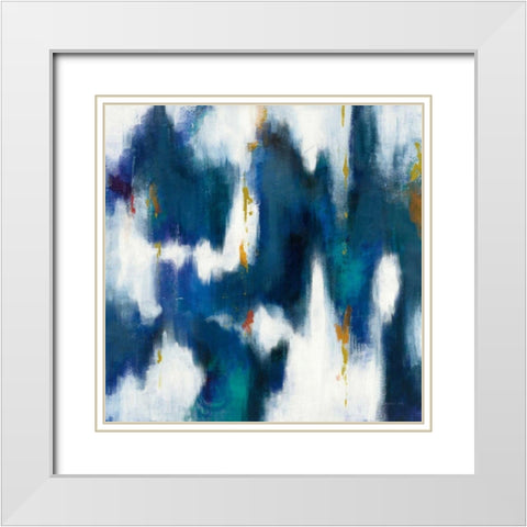 Blue Texture II White Modern Wood Framed Art Print with Double Matting by Nai, Danhui