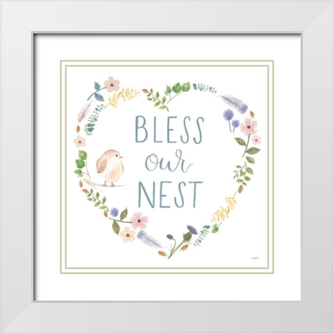 Spring Sentiments VII on White White Modern Wood Framed Art Print with Double Matting by Jackson, Jenaya