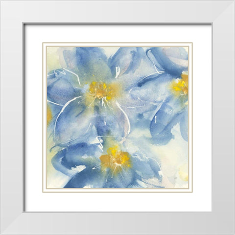 Tinted Clematis I White Modern Wood Framed Art Print with Double Matting by Paschke, Chris