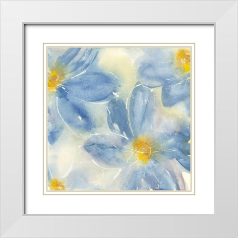 Tinted Clematis II White Modern Wood Framed Art Print with Double Matting by Paschke, Chris