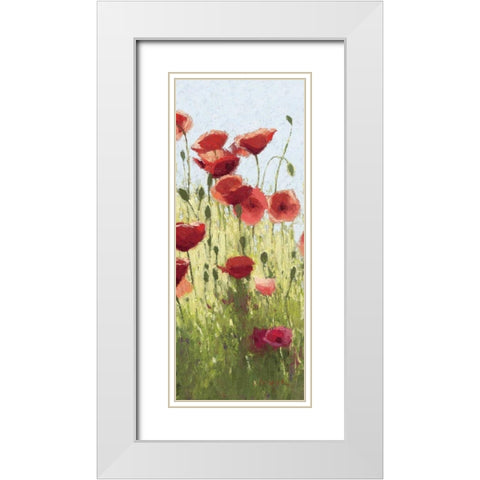 Mountain Poppies I - Wag White Modern Wood Framed Art Print with Double Matting by Novak, Shirley