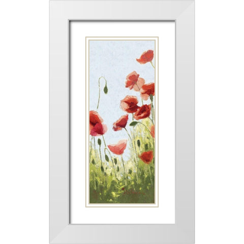 Mountain Poppies II - Wag White Modern Wood Framed Art Print with Double Matting by Novak, Shirley