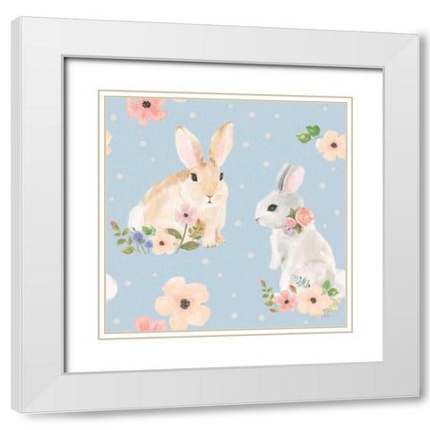 Spring Sentiments Pattern IIIA White Modern Wood Framed Art Print with Double Matting by Jackson, Jenaya