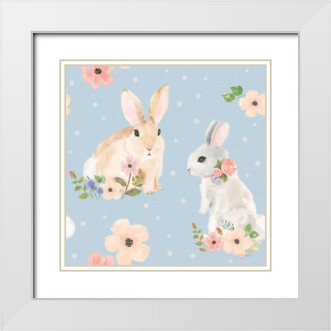 Spring Sentiments Pattern IIIA White Modern Wood Framed Art Print with Double Matting by Jackson, Jenaya