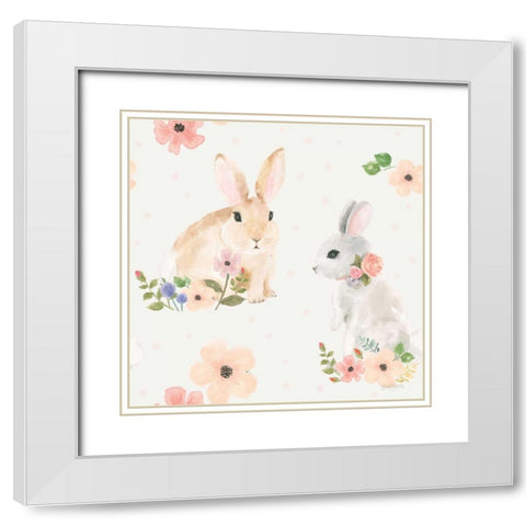 Spring Sentiments Pattern IIIB White Modern Wood Framed Art Print with Double Matting by Jackson, Jenaya