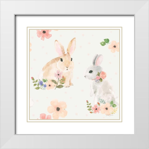 Spring Sentiments Pattern IIIB White Modern Wood Framed Art Print with Double Matting by Jackson, Jenaya