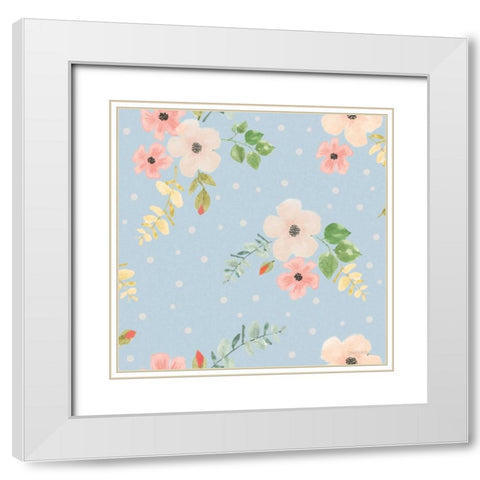 Spring Sentiments Pattern IVA White Modern Wood Framed Art Print with Double Matting by Jackson, Jenaya
