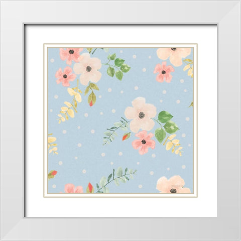 Spring Sentiments Pattern IVA White Modern Wood Framed Art Print with Double Matting by Jackson, Jenaya