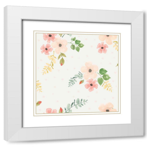 Spring Sentiments Pattern IVB White Modern Wood Framed Art Print with Double Matting by Jackson, Jenaya