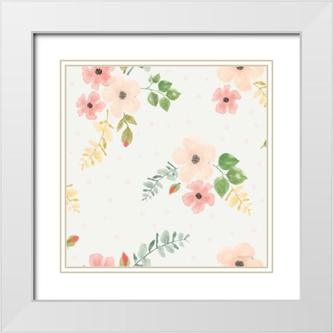 Spring Sentiments Pattern IVB White Modern Wood Framed Art Print with Double Matting by Jackson, Jenaya