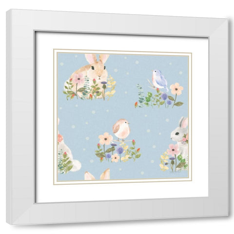 Spring Sentiments Pattern VIA White Modern Wood Framed Art Print with Double Matting by Jackson, Jenaya