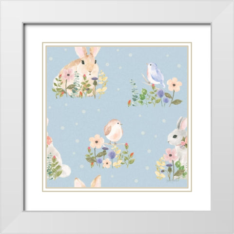 Spring Sentiments Pattern VIA White Modern Wood Framed Art Print with Double Matting by Jackson, Jenaya