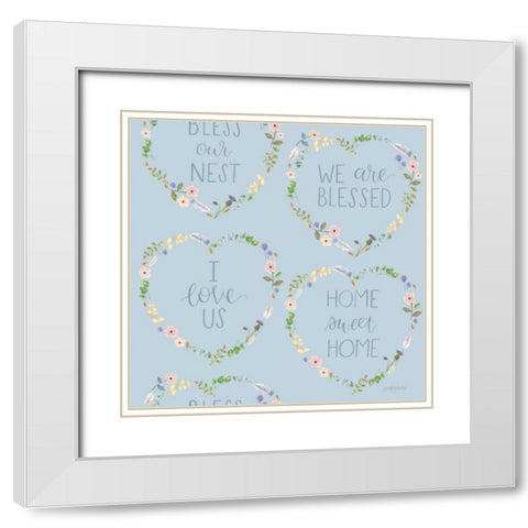 Spring Sentiments Pattern VIIA White Modern Wood Framed Art Print with Double Matting by Jackson, Jenaya