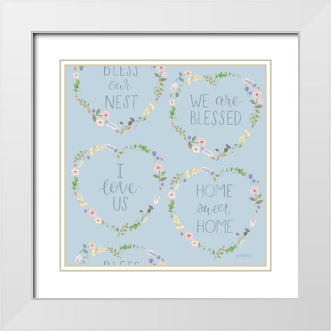 Spring Sentiments Pattern VIIA White Modern Wood Framed Art Print with Double Matting by Jackson, Jenaya