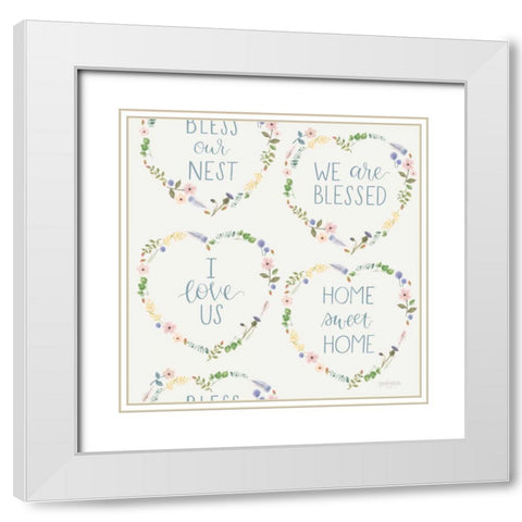 Spring Sentiments Pattern VIIB White Modern Wood Framed Art Print with Double Matting by Jackson, Jenaya
