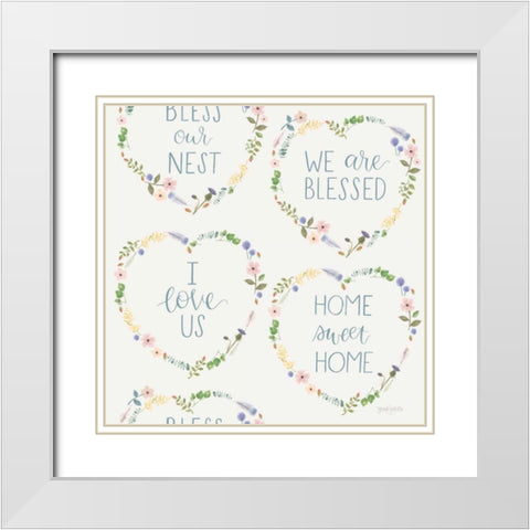Spring Sentiments Pattern VIIB White Modern Wood Framed Art Print with Double Matting by Jackson, Jenaya
