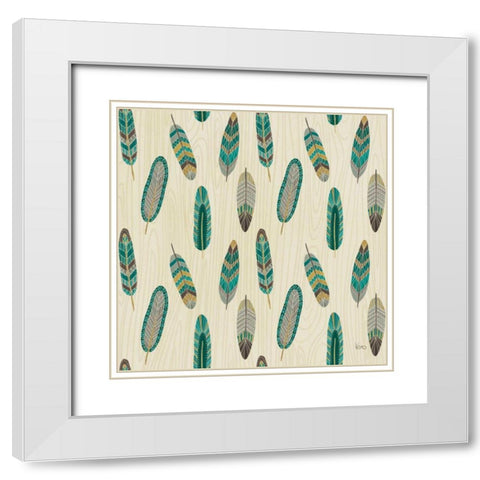 Cool Feathers Step 11A White Modern Wood Framed Art Print with Double Matting by Charron, Veronique