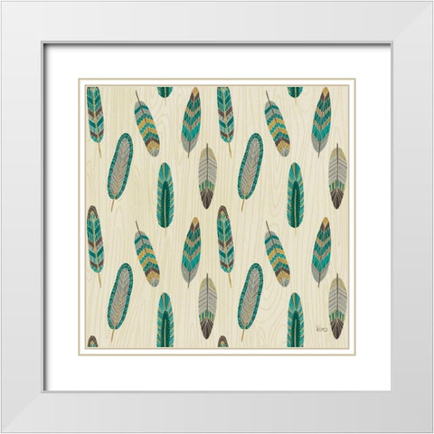 Cool Feathers Step 11A White Modern Wood Framed Art Print with Double Matting by Charron, Veronique