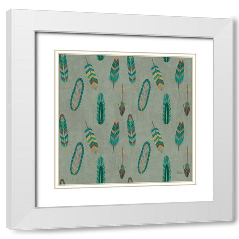 Cool Feathers Step 11B White Modern Wood Framed Art Print with Double Matting by Charron, Veronique