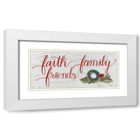 Christmas Holiday - Faith Family Friends v2 White Modern Wood Framed Art Print with Double Matting by Wiens, James