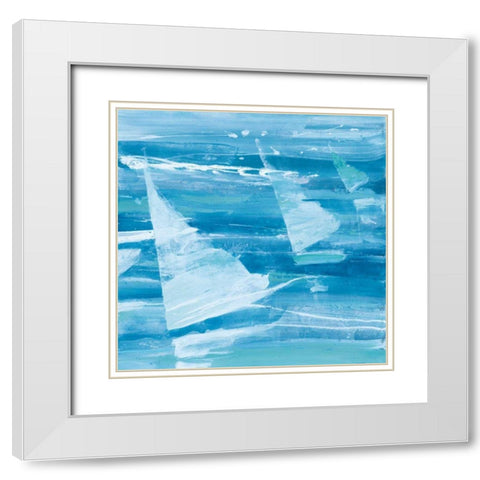 Summer Sail II Blue White Modern Wood Framed Art Print with Double Matting by Hristova, Albena