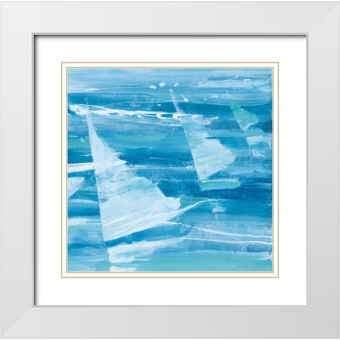 Summer Sail II Blue White Modern Wood Framed Art Print with Double Matting by Hristova, Albena