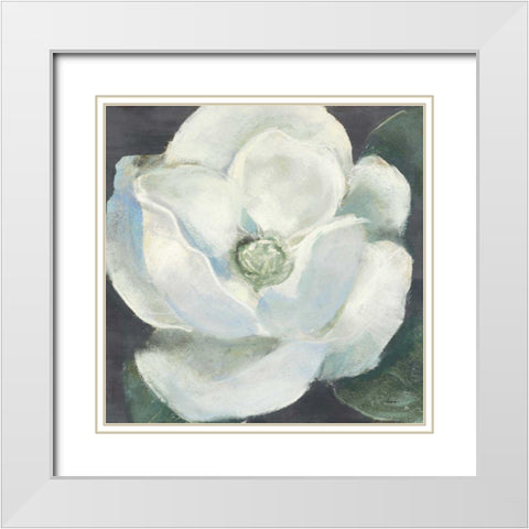 Magnolia II Sage White Modern Wood Framed Art Print with Double Matting by Rowan, Carol